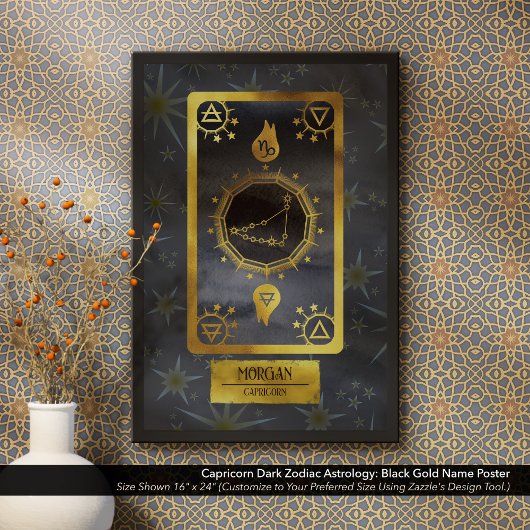 Steenbok Dark Zodiac Astrology: Black Gold Naam Poster