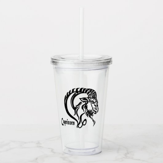 Steenbok de Zee Geit Zodiac Acryl Drinkbeker (Voorkant)