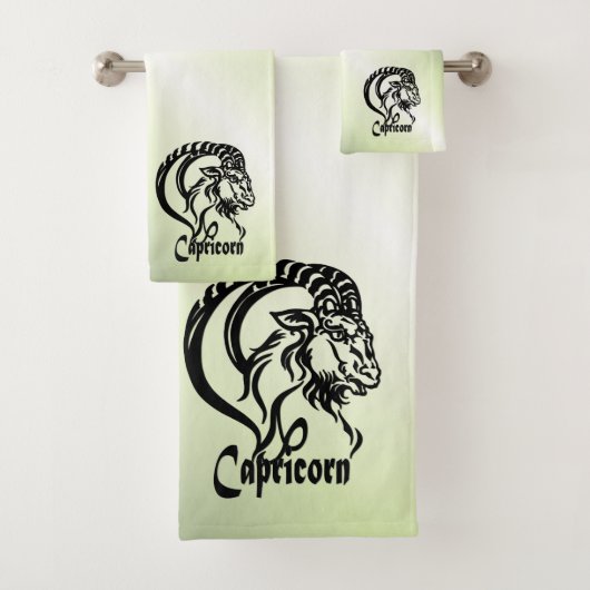 Steenbok de Zee Geit Zodiac Groen Bad Handdoek (Insitu)