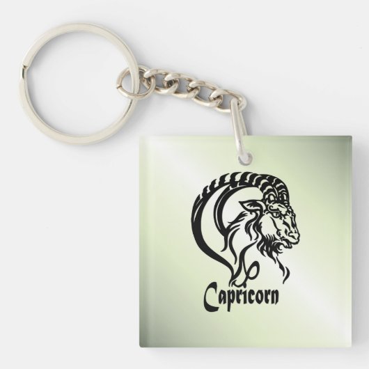 Steenbok de Zee Geit Zodiac Groen Sleutelhanger (Voorkant)