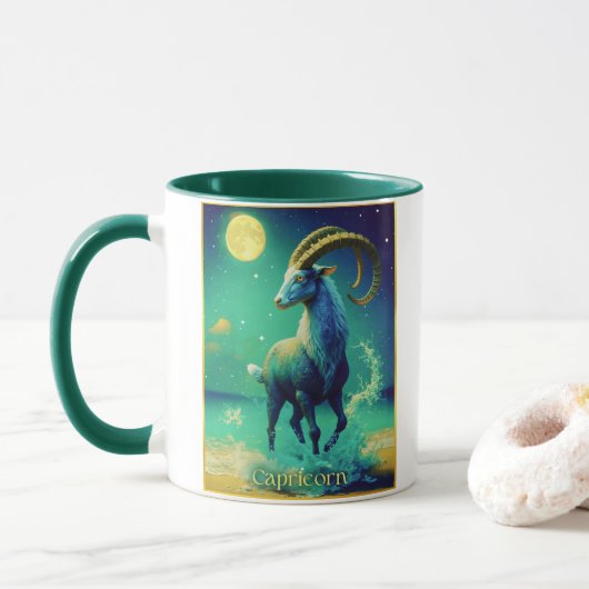Steenbok de Zeegeit Sterrenbeeld Mok (Met donut)
