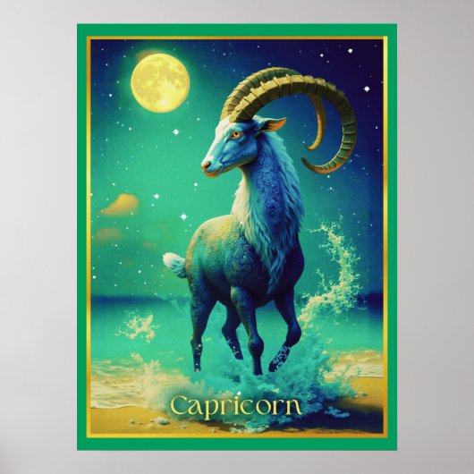 Steenbok de Zeegeit Sterrenbeeld Poster (Voorkant)