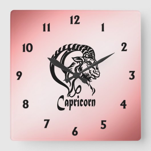 Steenbok de Zeegeit Zodiac Vierkante Klok (Voorkant)