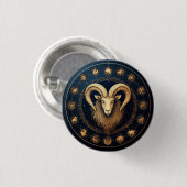 Steenbok Dierenriem Symbool Ronde Button 3,2 Cm (Voorkant /achterkant)
