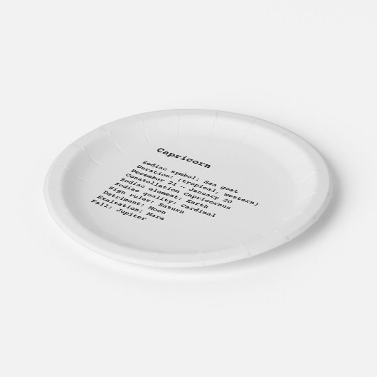 Steenbok Dierenriem Teken Astrologie zwart wit geb Papieren Bordje (Gekanteld)