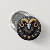 Steenbok Dierenriemsymbool Ronde Button 3,2 Cm (Voorkant /achterkant)