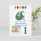 Steenbok Eerste Verjaardag Goud, & Foto Kaart (Staand voorkant)