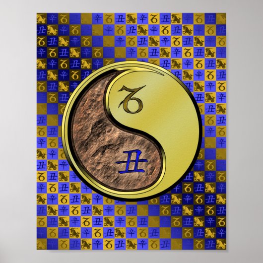 Steenbok en metalen os poster (Voorkant)