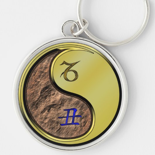 Steenbok en metalen os sleutelhanger (Voorkant)