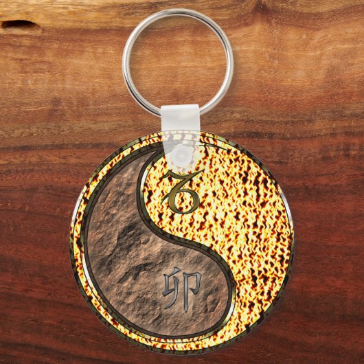 Steenbok en vuurkonijn sleutelhanger (Achterkant)