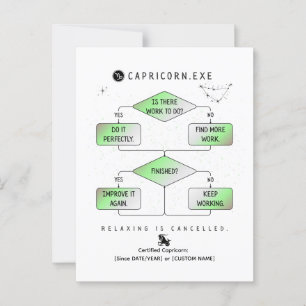 Steenbok Flowchart Funny Zodiac Humor (kleurrijk) Briefkaart
