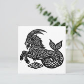 Steenbok — Geïnkte Zodiac Geit‑Vis Kaart (Staand voorkant)