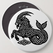 Steenbok — Geïnktelege Zodiacus Geit‑Vis Ronde Button 6,0 Cm (Voorkant /achterkant)