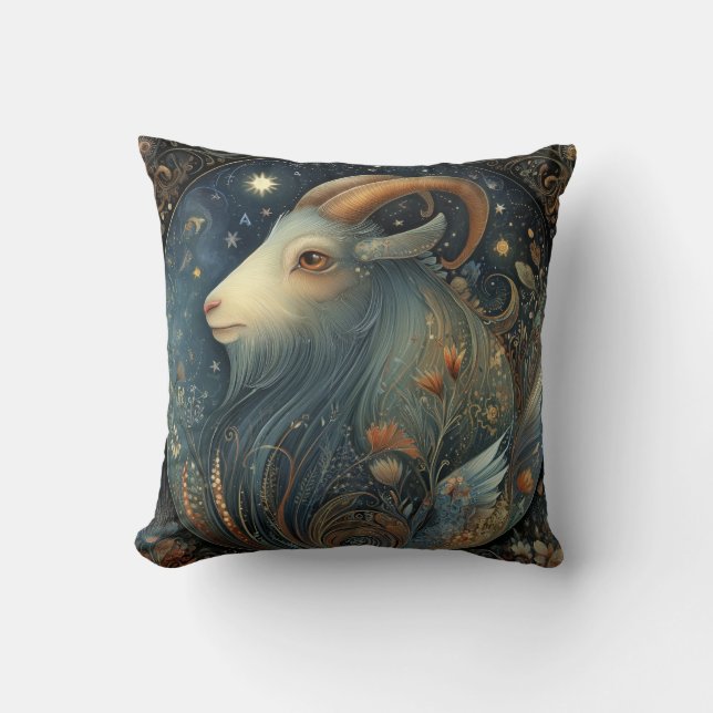 Steenbok Geit Zodiac Astrologie Hemels Verjaardag Kussen (Voorkant)