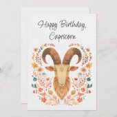 Steenbok Geit Zodiac Boho Floral Verjaardag Kaart (Voorkant / Achterkant)