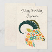 Steenbok Geit Zodiac Floral Verjaardag Kaart (Voorkant / Achterkant)