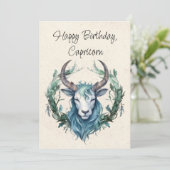 Steenbok Geit Zodiac Waterverf Verjaardag Kaart (Staand voorkant)