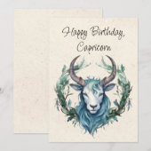Steenbok Geit Zodiac Waterverf Verjaardag Kaart (Voorkant / Achterkant)