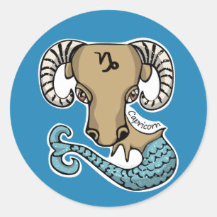 Steenbok Geitenvis Ronde Sticker