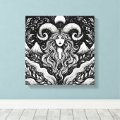 Steenbok Godin Etsing Canvas Wandkunst Afdruk (Insitu (Houten vloer))