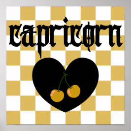 Steenbok Gotische esthetische geruite kersen kunst Poster