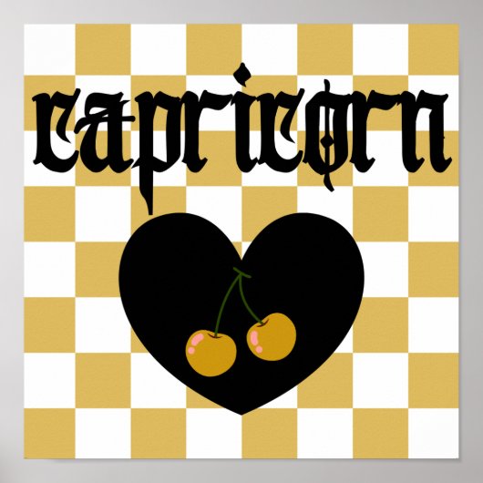 Steenbok Gotische esthetische geruite kersen kunst Poster (Voorkant)