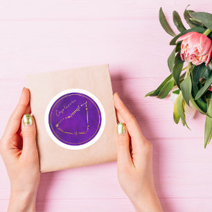 Steenbok Gouden Folie Zodiac Constellatie Ronde Sticker