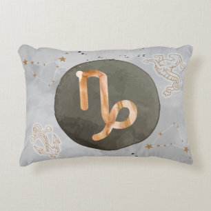 Steenbok Grijs Aquarel Astrologie Sterrenbeeld Accent Kussen