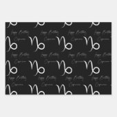 Steenbok grijs / zwart verjaardag inpakpapier vel (Voorkant 3)