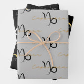 Steenbok grijs / zwart verjaardag inpakpapier vel (In situ)