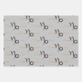 Steenbok grijs / zwart verjaardag inpakpapier vel (Voorkant)