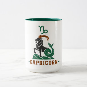 Steenbok Groene Zee Geit Zodiac Tweekleurige Koffiemok