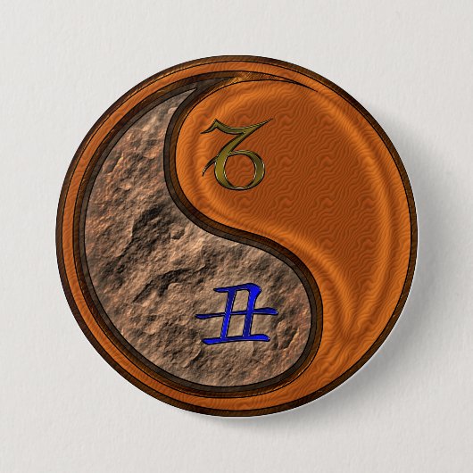 Steenbok & Hout Os Acrylsleutelhanger Ronde Button 7,6 Cm (Voorkant)