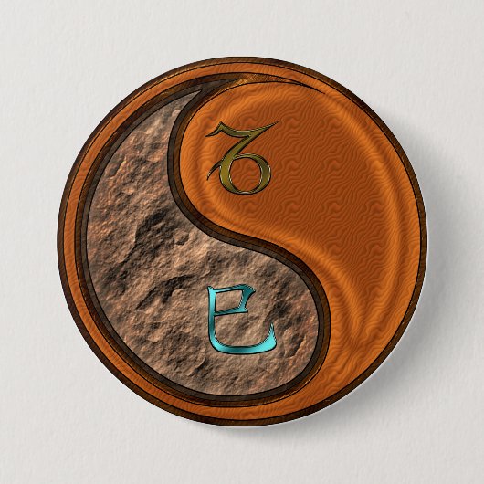 Steenbok & Hout Slang Ronde Button 7,6 Cm (Voorkant)