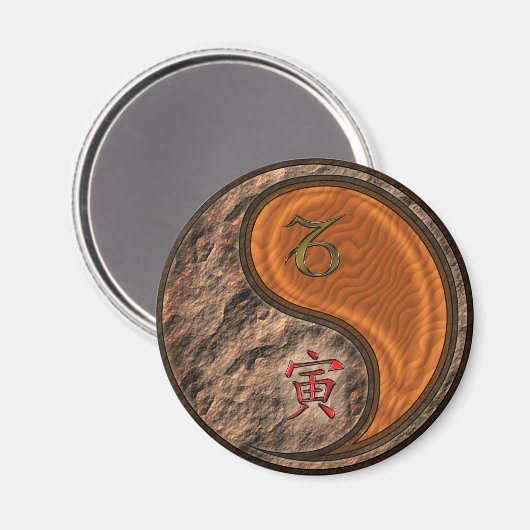 Steenbok & Hout Tijger Magneet (Voorkant / Achterkant)