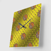 Steenbok & Houten Aap Vierkante Klok (Hoek)