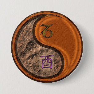 Steenbok & Houten Haan Ronde Button 7,6 Cm