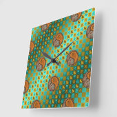 Steenbok & Houten Hond Vierkante Klok (Hoek)