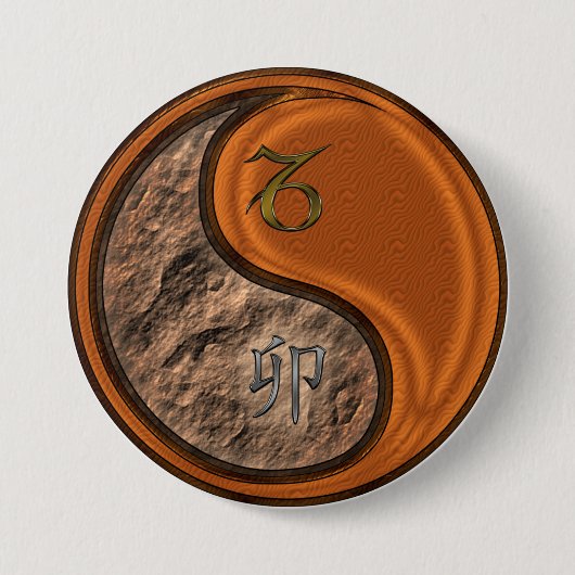 Steenbok & Houten Konijn Ronde Button 7,6 Cm (Voorkant)