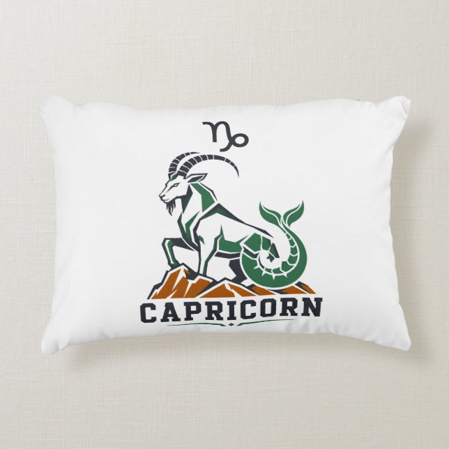 Steenbok Houtskool Groen Zeegeit Kunst Accent Kussen (Voorkant)