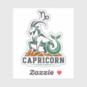 Steenbok Houtskool Groen Zeegeit Kunst Sticker (Vel)