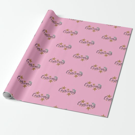Steenbok inpakpapier - Roze achtergrond (Uitgerold)