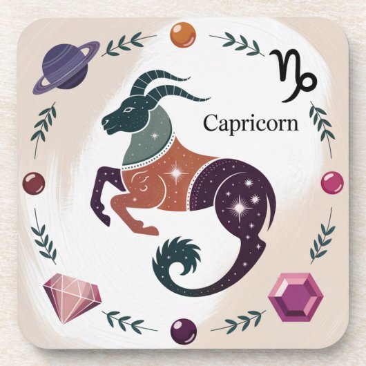 Steenbok Juwelen Saturnus Plastic Onderzetter Set (Voorkant)