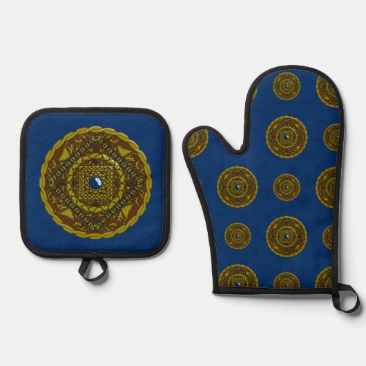 Steenbok Mandala Ovenwant & Pannenlap Set (Voorkant)