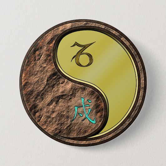 Steenbok & Metaal Hond Ronde Button 7,6 Cm (Voorkant)