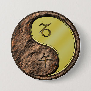 Steenbok & Metaal Paard Ronde Button 7,6 Cm