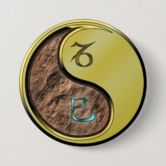 Steenbok & Metaal Slang Ronde Button 7,6 Cm (Voorkant)