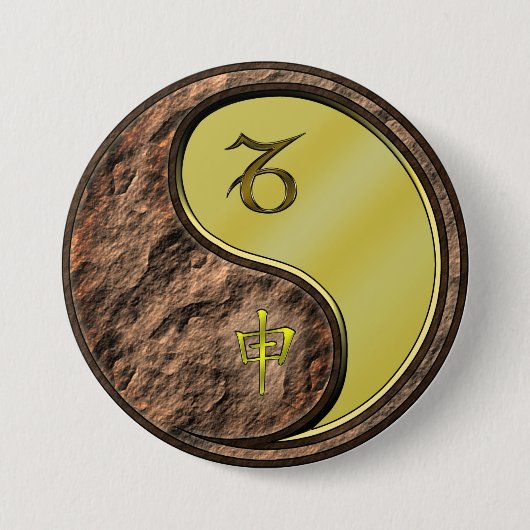 Steenbok & Metal Monkey Ronde Button 7,6 Cm (Voorkant)