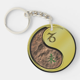 Steenbok & Metalen Geit Acryl Sleutelhanger