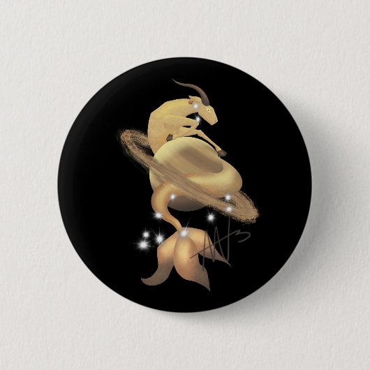 Steenbok Saturnus Zodiac Ronde Button 5,7 Cm (Voorkant)
